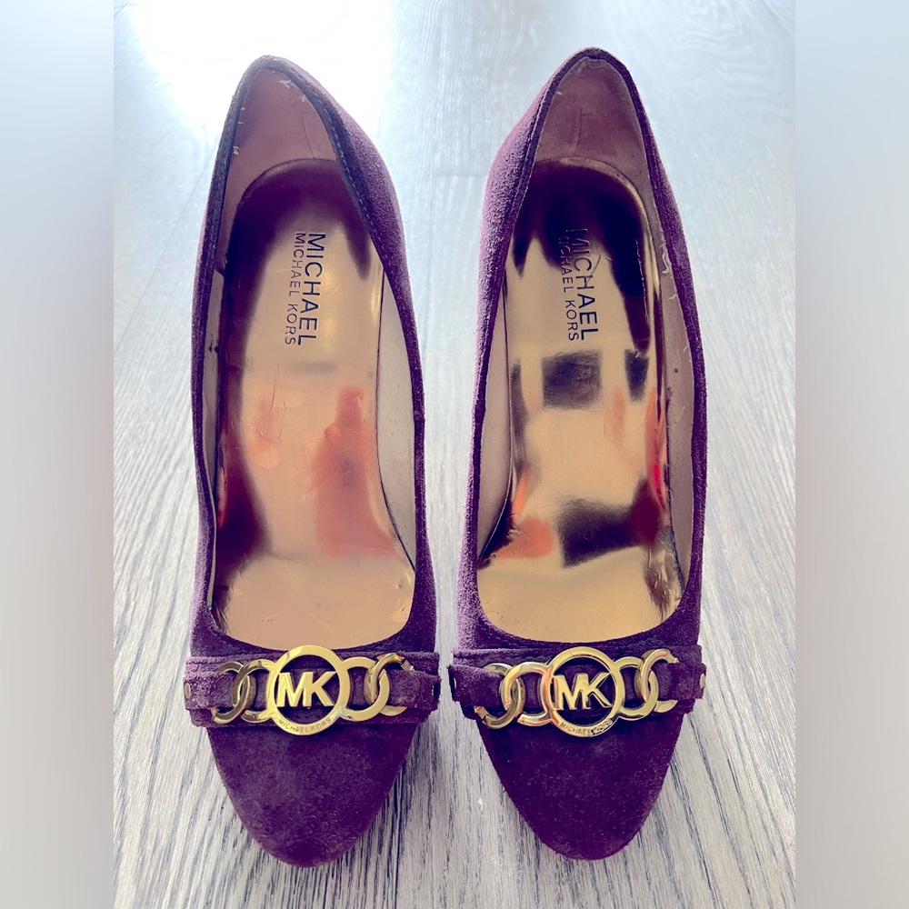 Michael Kors purple suede platform heels
